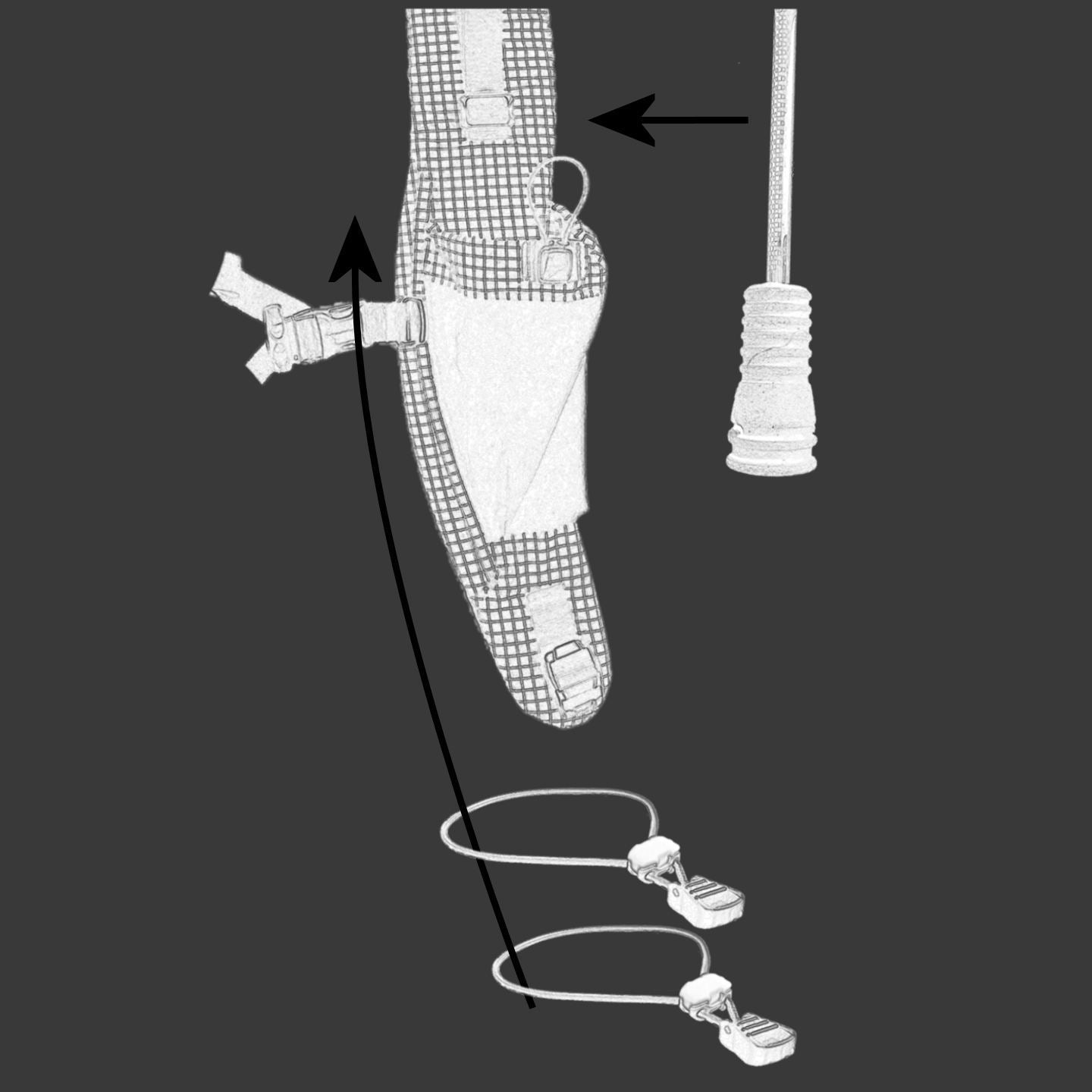 diagram showing how to attach it to your backpack shoulder straps