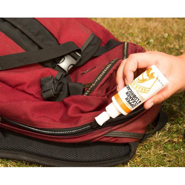 Gear Aid Zipper Care being applied to a Backpack zipper