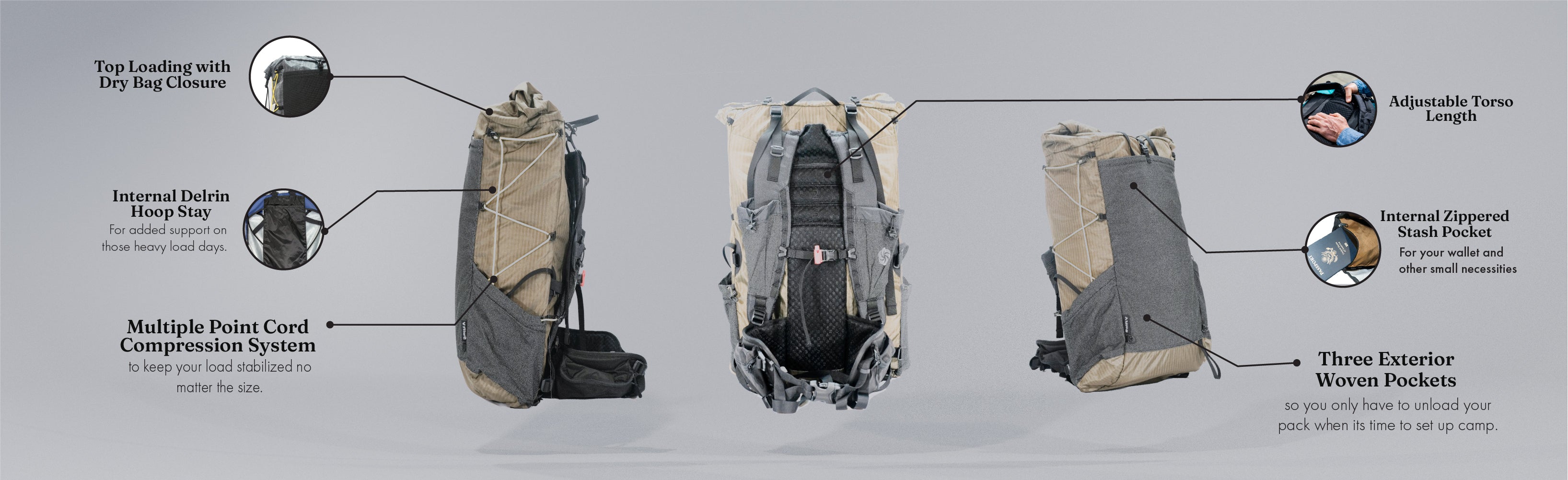Swift V - 50L Ultralight Hiking Backpack - Six Moon Designs