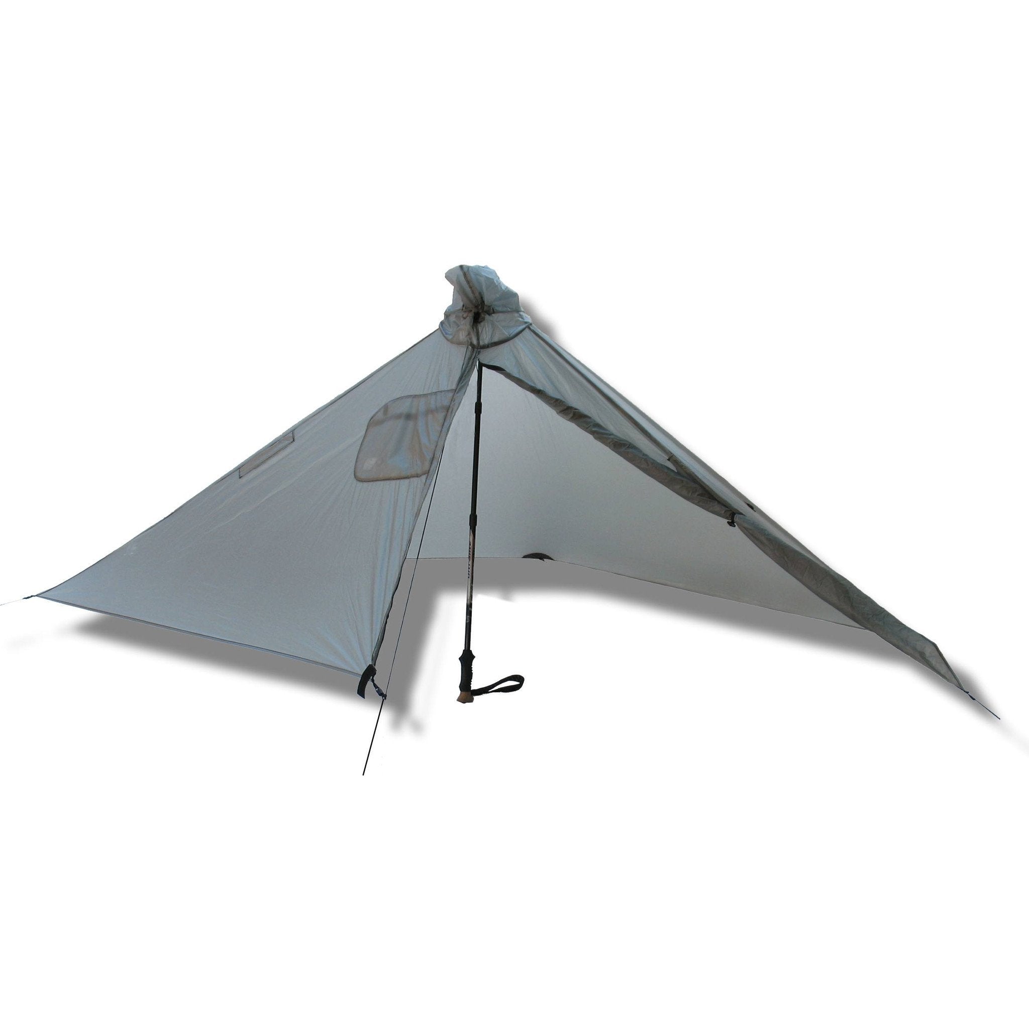 Gray Gatewood Cape Ultralight Tarp Shelter with doors open