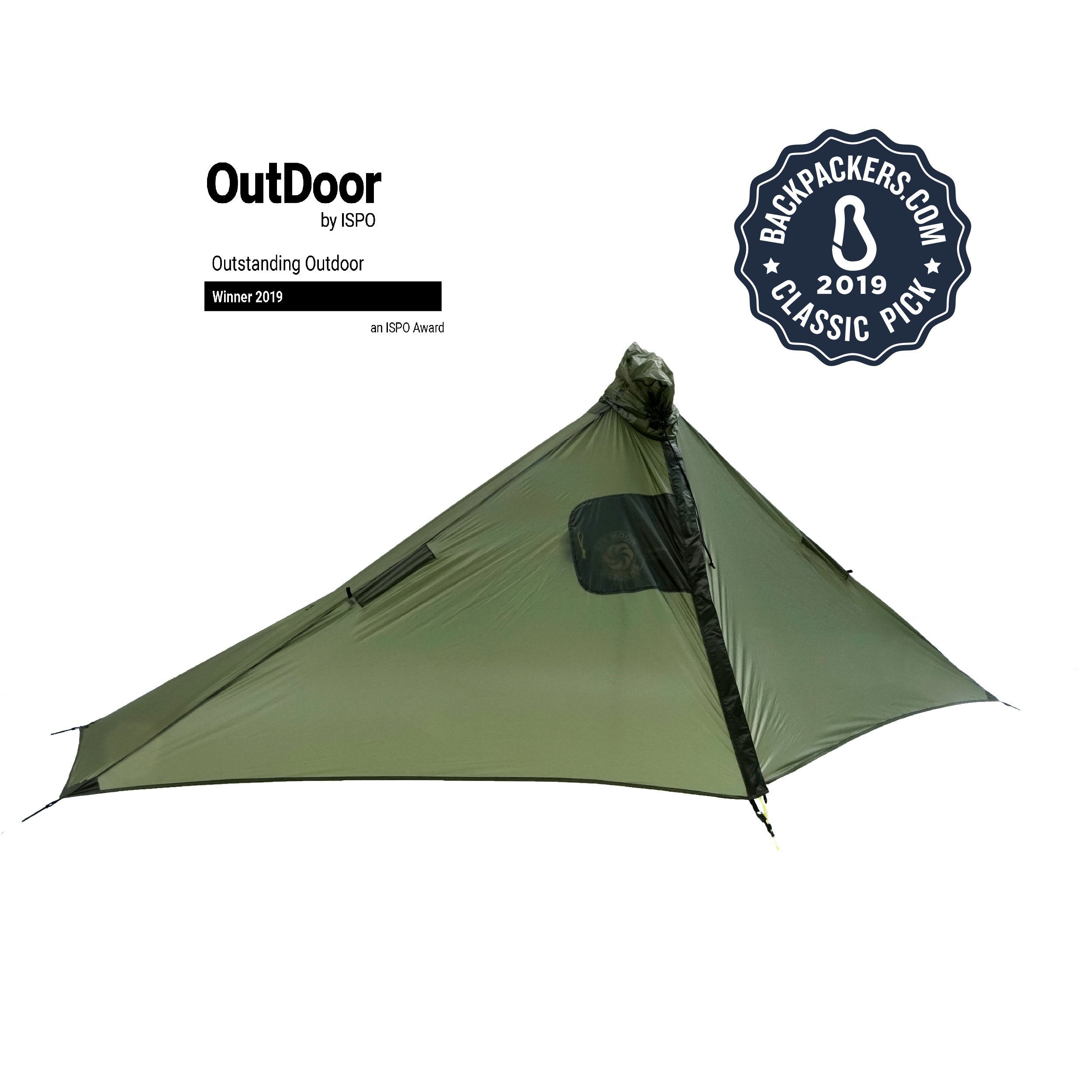 Green Gatewood Cape Ultralight Tarp shelter with door closed