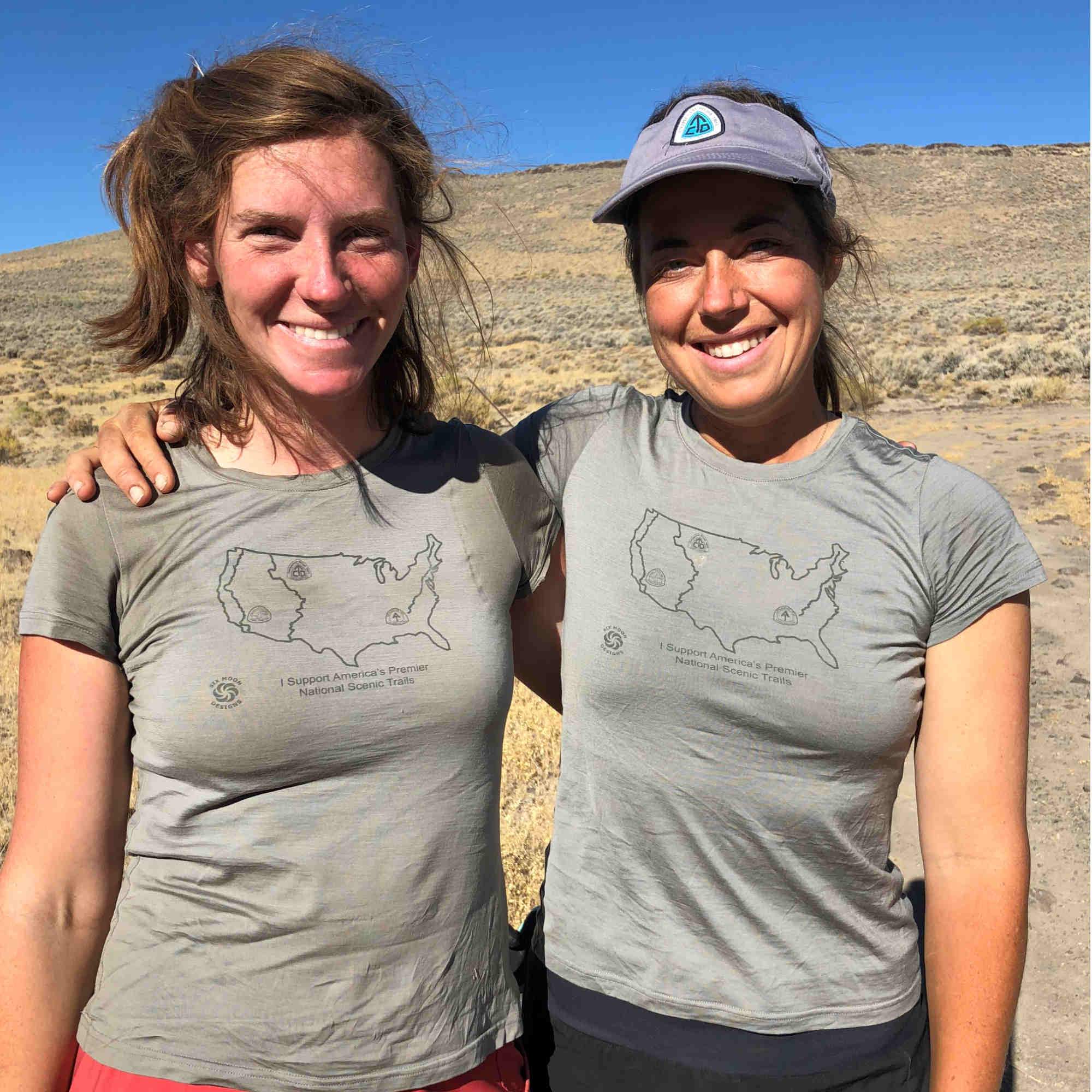 Two Women wearing the Six Moon Designs Merino Wool t-shirt