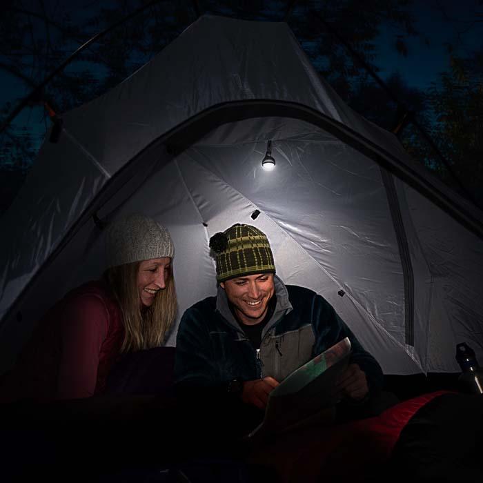 Nite Ize Moonlit Micro Lantern being used in a tent