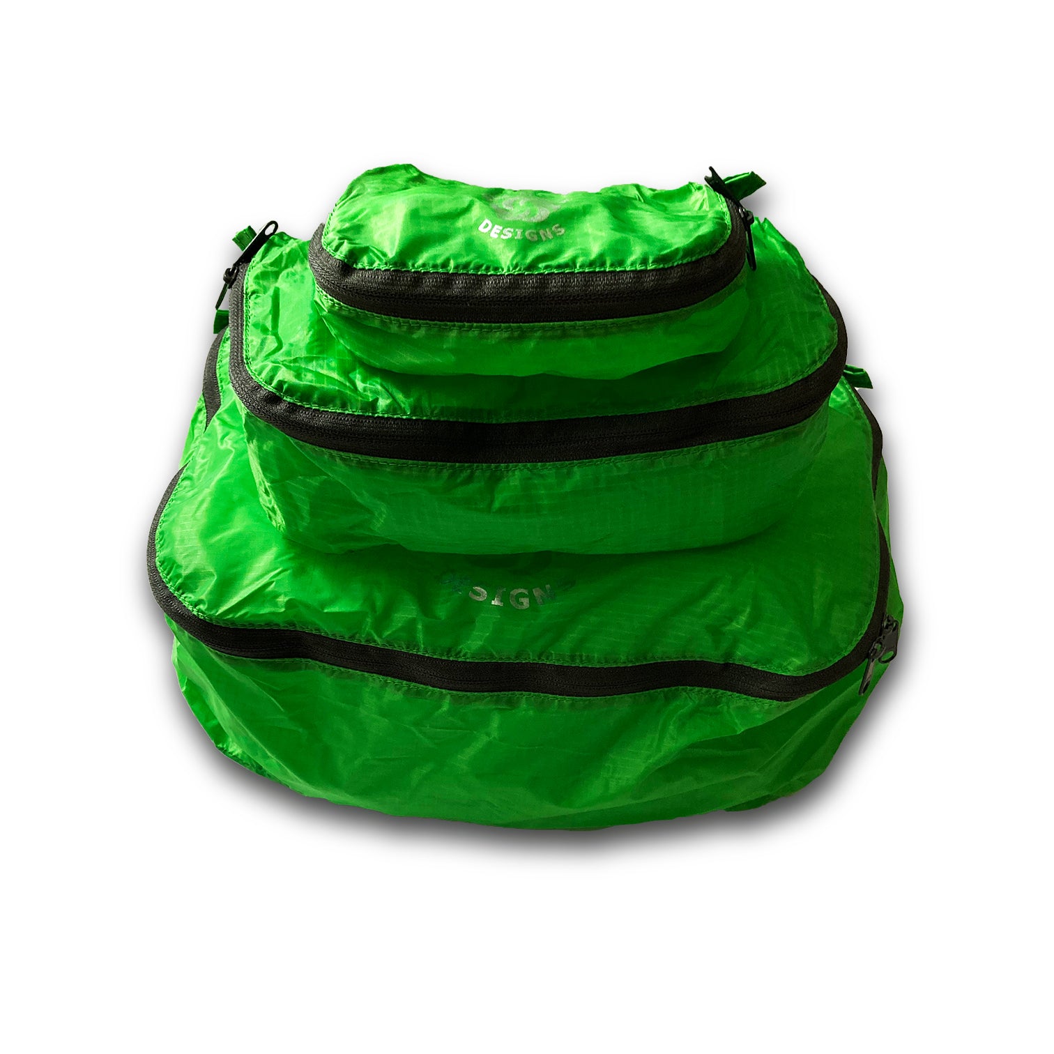 Green Six Moon Designs Pack Pod stuff sacks in all three sizes stacked