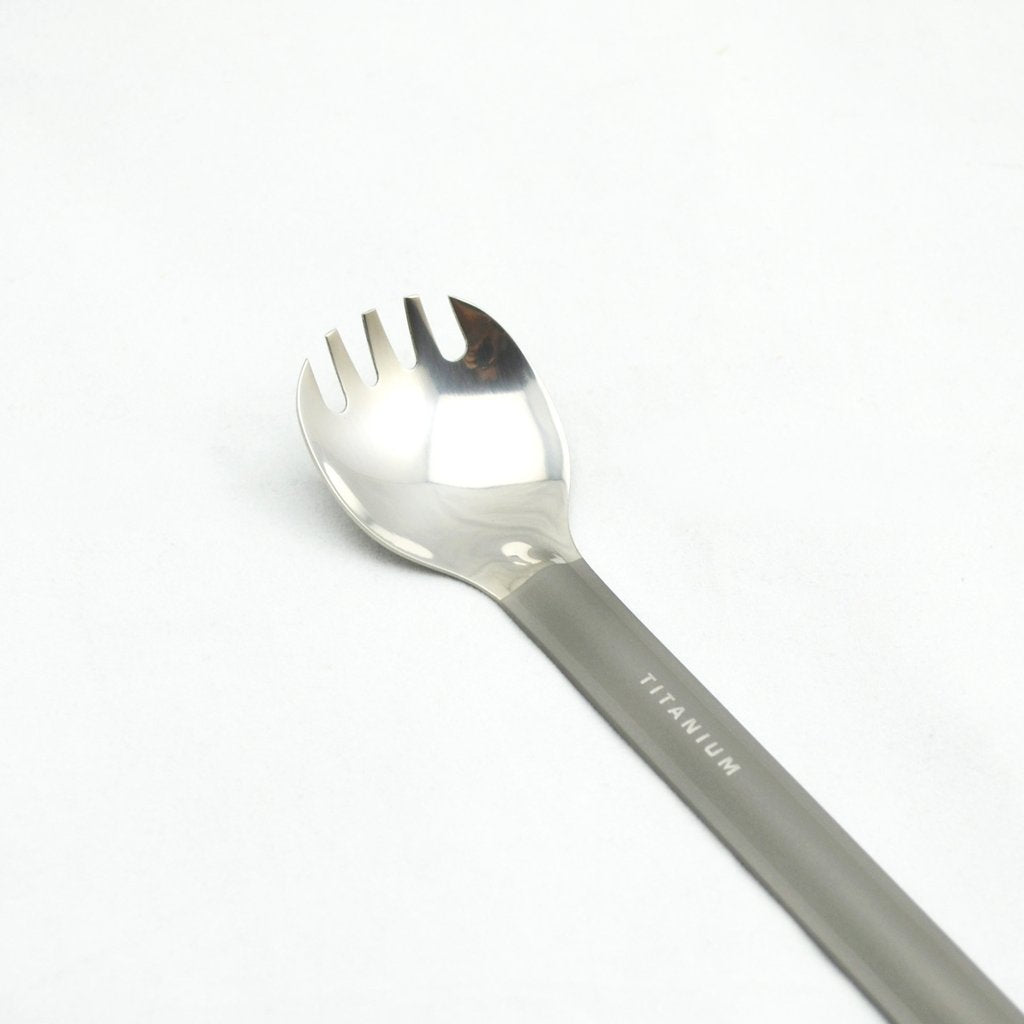 TITANIUM LONG HANDLE SPORK WITH POLISHED BOWL