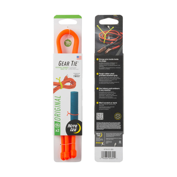 Gear Tie Reusable Rubber Twist Tie 2 Pack-18 inch Coyote